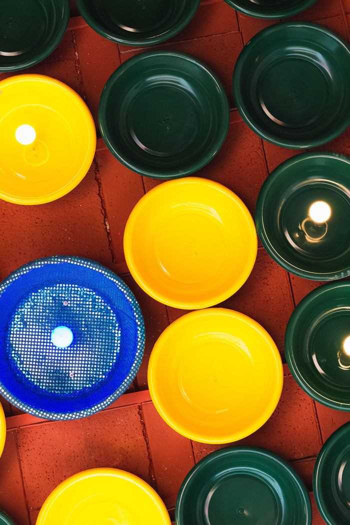 Guzzini colorful serving bowls seen from above