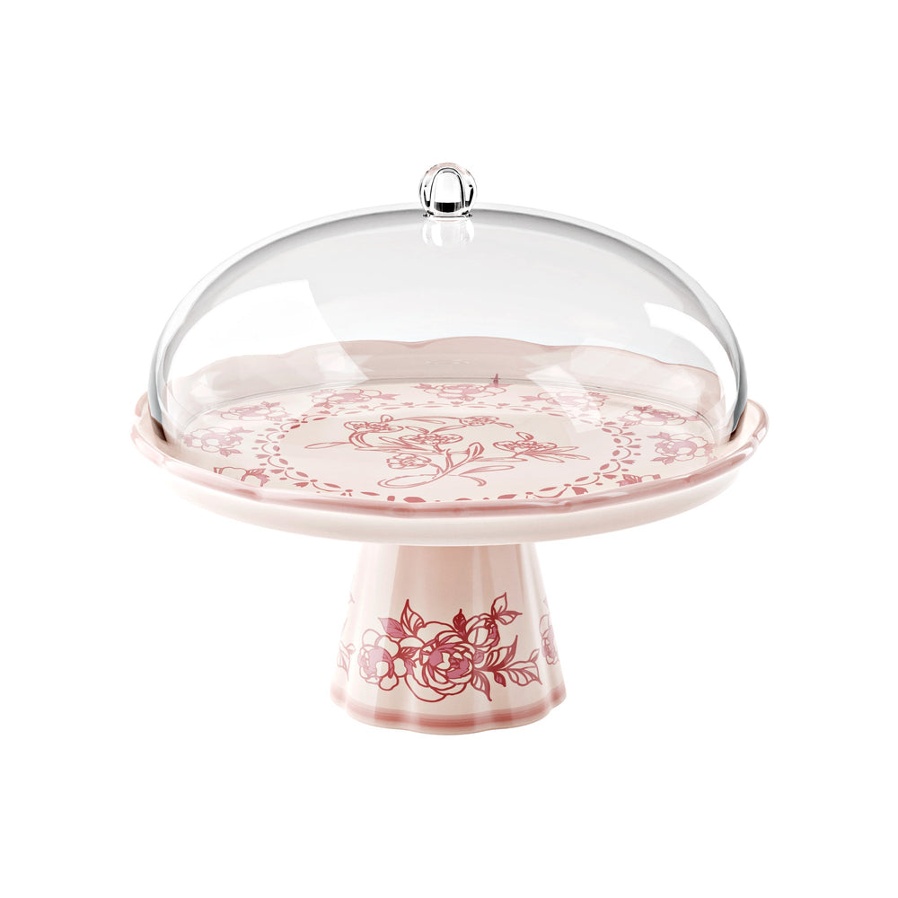 Guzzini Josephine small cake stand with dome, dusty pink