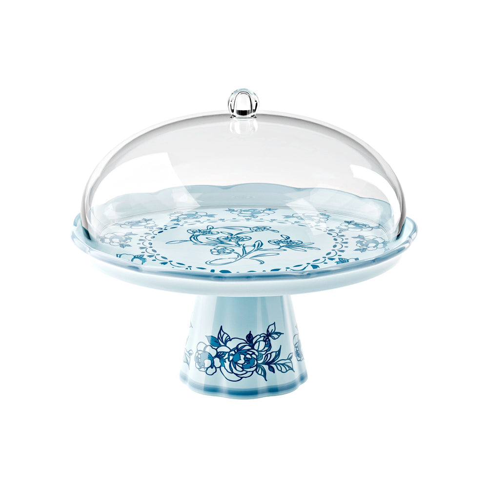Guzzini Josephine small cake stand with dome, dusty blue