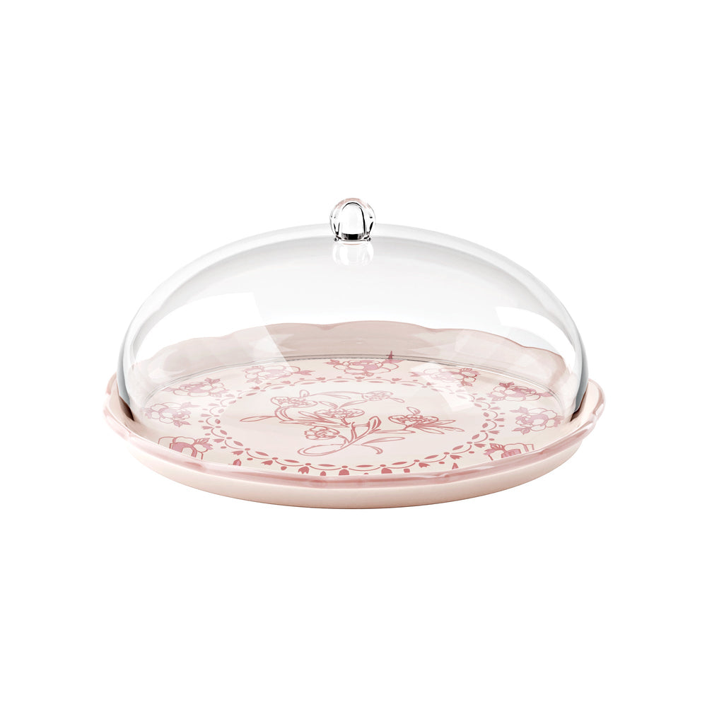 Guzzini Josephine cake serving set with dome, dusty pink