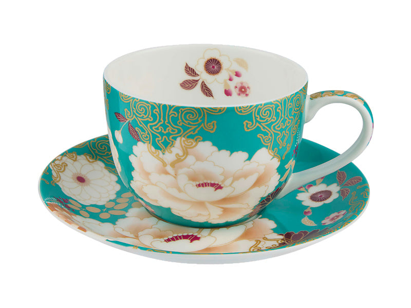 Maxwell & Williams Kimono cup and saucer teal